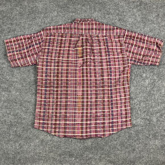 Altiplano Shirt Mens Size XL Multicolor Striped Button Up 70s Style Leather Blen - Picture 7 of 8